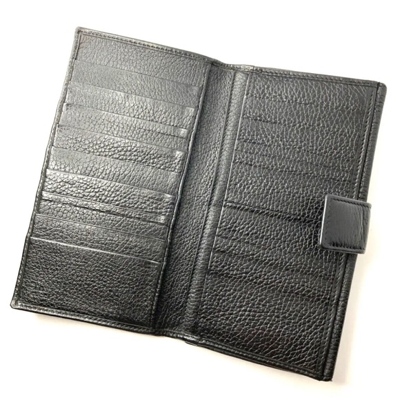 GUCCI VINTAGE GUCCISSIMA GG CANVAS LEATHER LONG WALLET BLACK - Picture 11 of 16